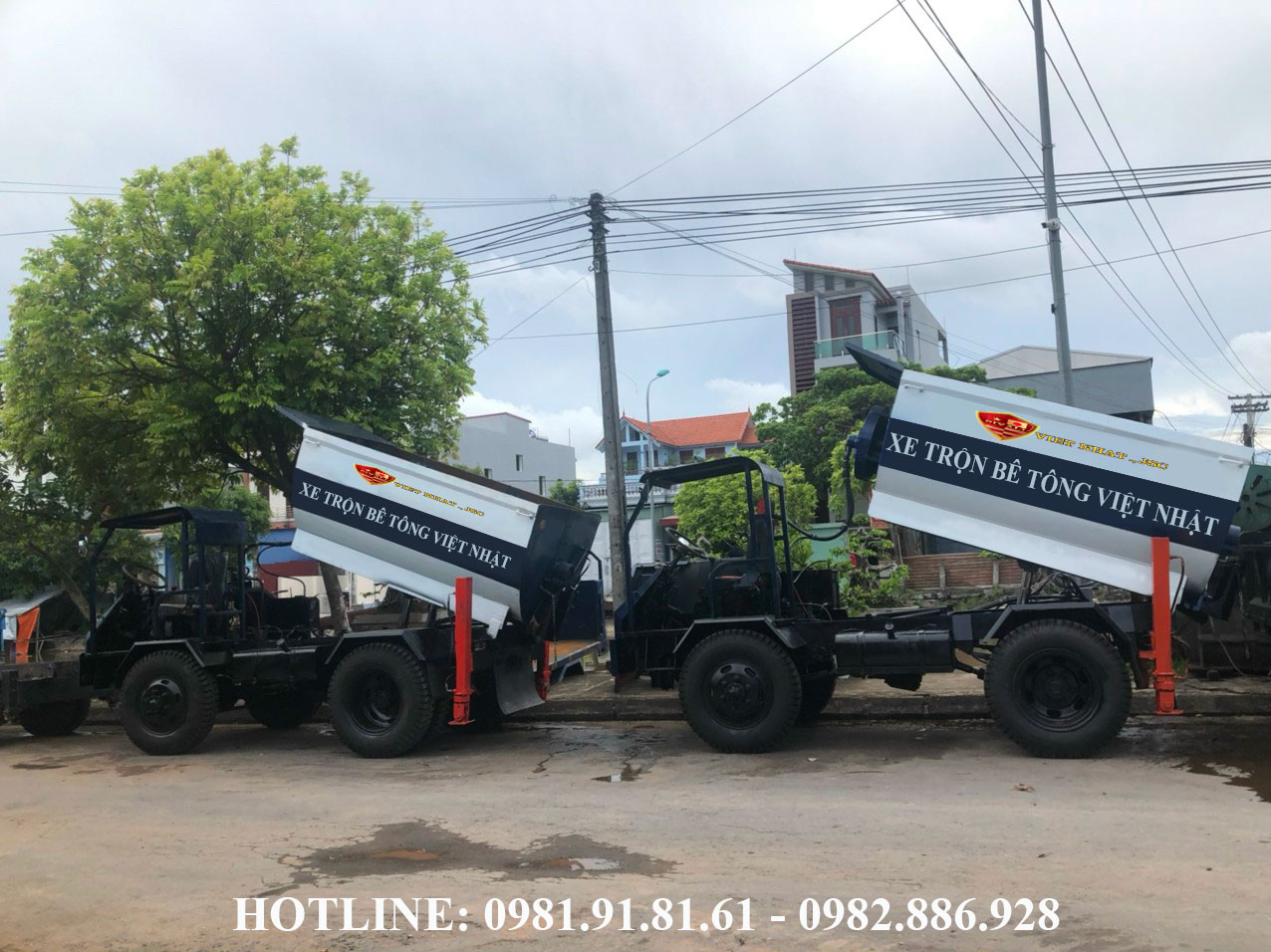 xe trộn bê tông 2 khối